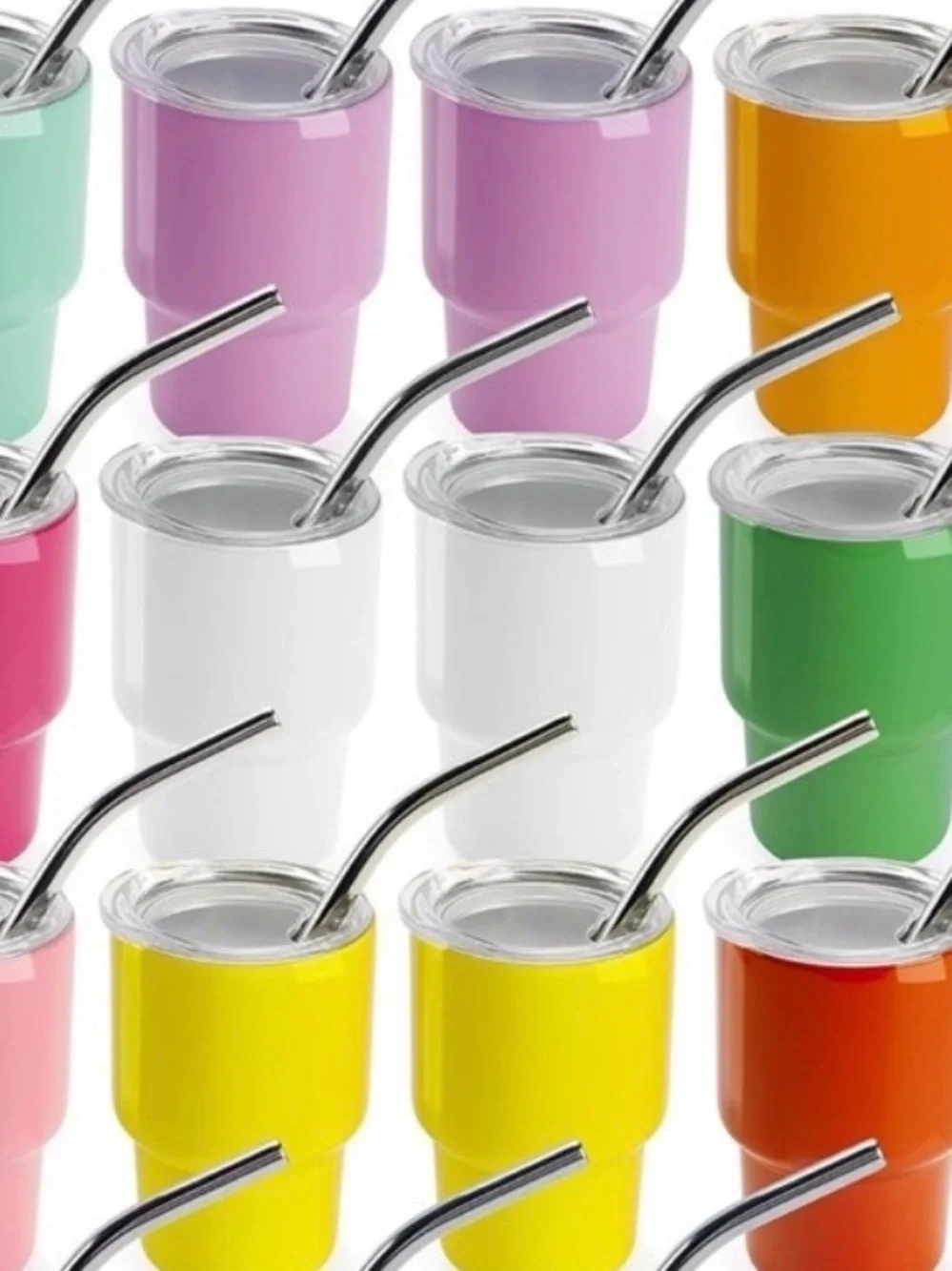 3 oz Stainless Steel Shot Glass Tumbler w/ Lid & Straw | Multiple Colors